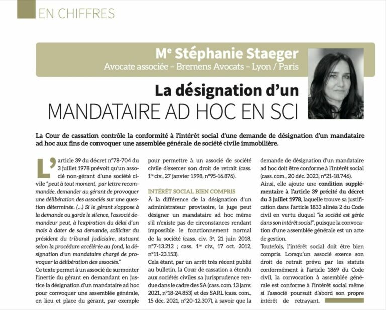 La désignation d’un mandataire ad hoc en SCI